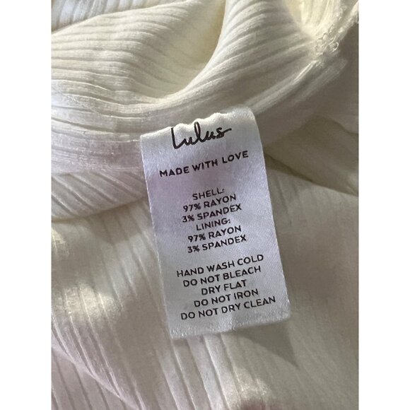 Lulus Divide and Contour White Ribbed Cutout Bodycon Midi Dress Sz Medium Womens - Picture 5 of 16